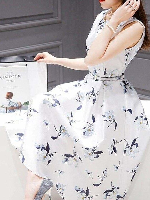 The Best Women's Dresses Casual Printed Off Shoulder Tank Dress Online - Source Silk