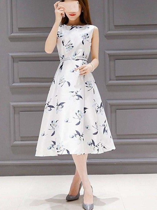 The Best Women's Dresses Casual Printed Off Shoulder Tank Dress Online - Source Silk