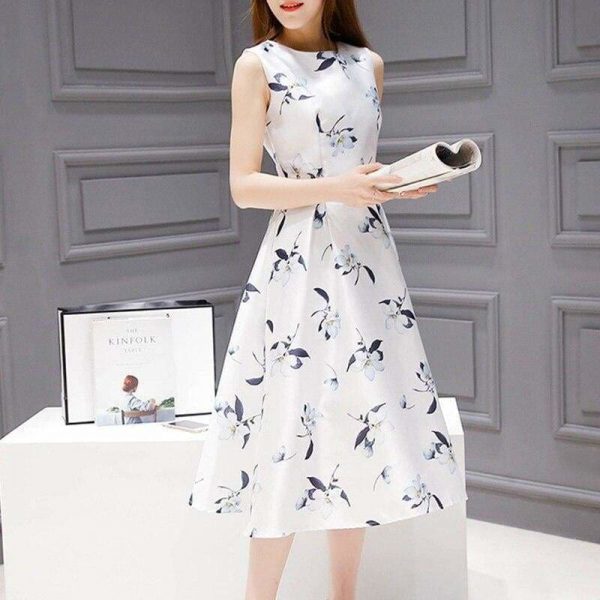 The Best Women's Dresses Casual Printed Off Shoulder Tank Dress Online - Source Silk