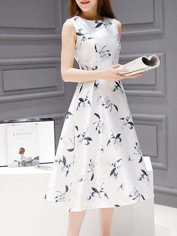 The Best Women's Dresses Casual Printed Off Shoulder Tank Dress Online - Source Silk