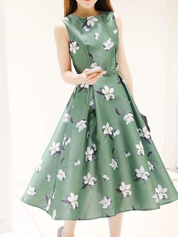 The Best Women's Dresses Casual Printed Off Shoulder Tank Dress Online - Source Silk
