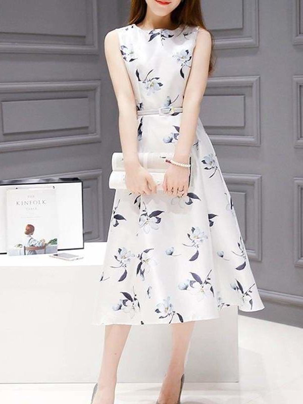 The Best Women's Dresses Casual Printed Off Shoulder Tank Dress Online - Source Silk