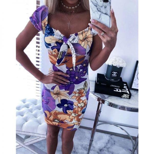 The Best Women's Floral Printed Bodycon Short Mini Dress Online - Takalr