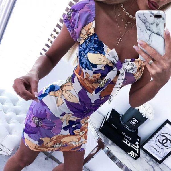 The Best Women's Floral Printed Bodycon Short Mini Dress Online - Takalr