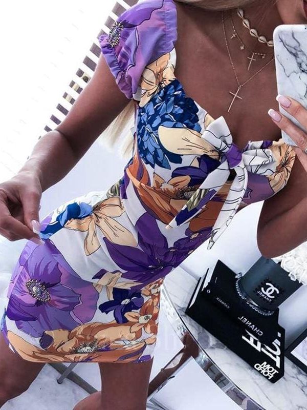 The Best Women's Floral Printed Bodycon Short Mini Dress Online - Takalr