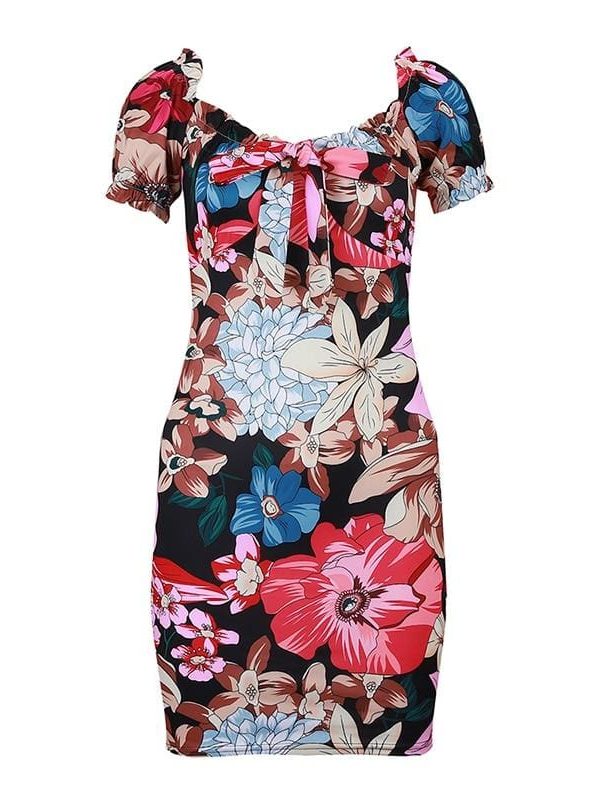 The Best Women's Floral Printed Bodycon Short Mini Dress Online - Takalr