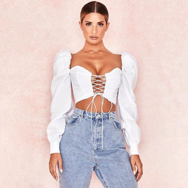 The Best Women's Front Bandage Crop Top Summer Casual Solid Tops Shirts Online - Takalr