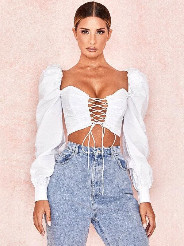 The Best Women's Front Bandage Crop Top Summer Casual Solid Tops Shirts Online - Takalr