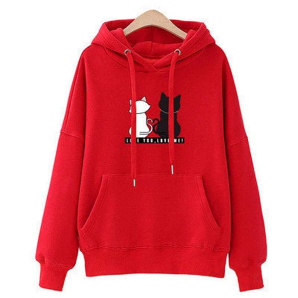 The Best Women's Hooded Tops Fashion Long Sleeves Pocket Pullover Hoodies Solid Color Heart-Shaped Print Women Clothes Online - Takalr