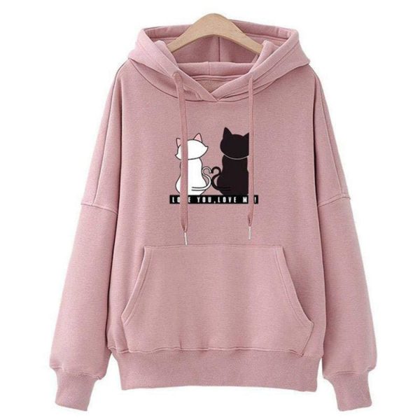 The Best Women's Hooded Tops Fashion Long Sleeves Pocket Pullover Hoodies Solid Color Heart-Shaped Print Women Clothes Online - Takalr