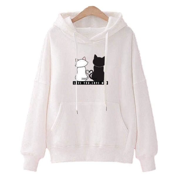 The Best Women's Hooded Tops Fashion Long Sleeves Pocket Pullover Hoodies Solid Color Heart-Shaped Print Women Clothes Online - Takalr