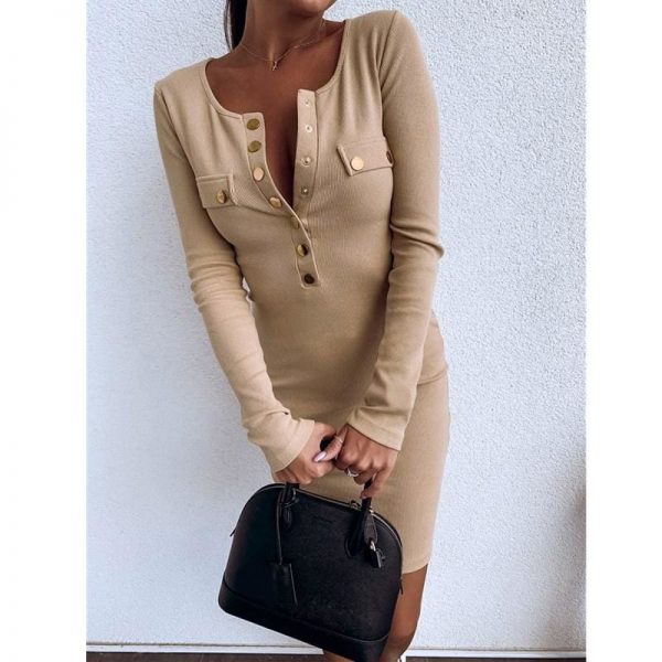 The Best Women's Knitted Bodycon Jumper Dress Fashion Ladies Winter Long Sleeve Sweater Tops Short Midi Dress Online - Takalr