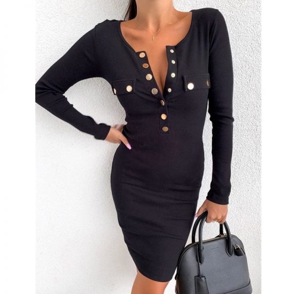 The Best Women's Knitted Bodycon Jumper Dress Fashion Ladies Winter Long Sleeve Sweater Tops Short Midi Dress Online - Takalr