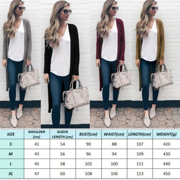 The Best Women's Knitted Sweater Cardigans Knit Autumn Ladies Stretch Long Coats Outwear Tops Jacket Jumper Coat Online - Takalr