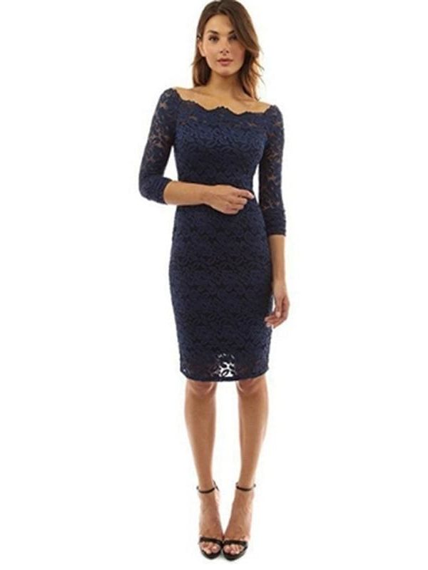 The Best Women's Off Shoulder Party Lace Hollow Out Mini Bodycon Dress Online - Source Silk