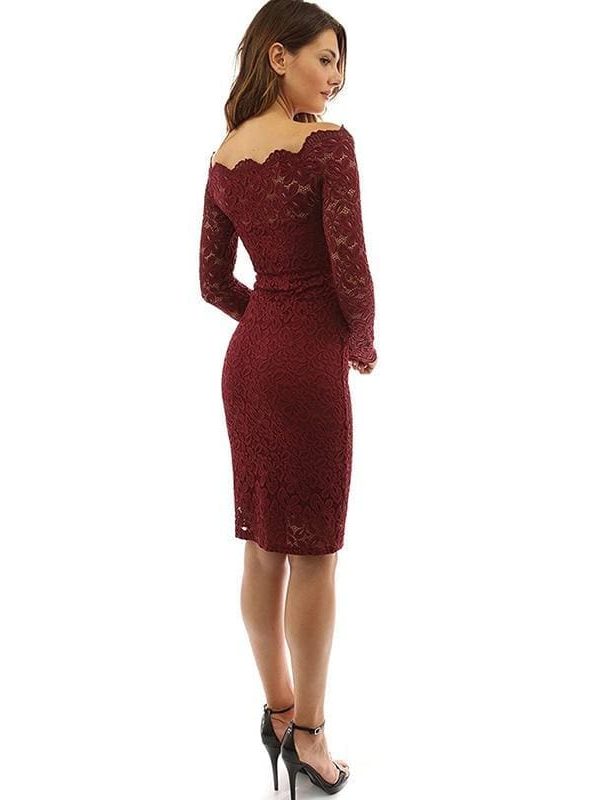 The Best Women's Off Shoulder Party Lace Hollow Out Mini Bodycon Dress Online - Source Silk