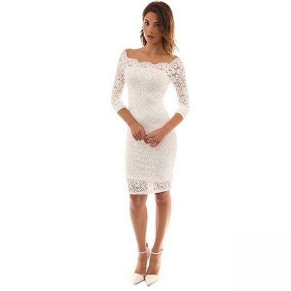 The Best Women's Off Shoulder Party Lace Hollow Out Mini Bodycon Dress Online - Source Silk