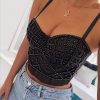 The Best Women's Punk Black Bra Crop Top Corsets and Bustiers Beading Online - Takalr