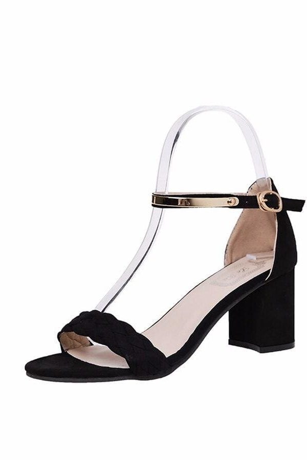 The Best Women's Sandals Summer New One Word Women's Thick Heel Sandals Online - Source Silk