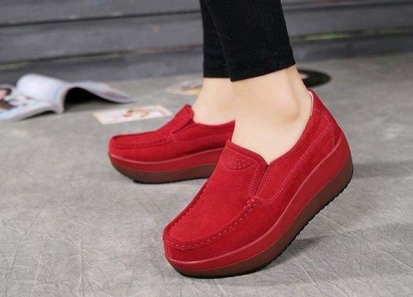 The Best Women's Shoes Ballet Cow Suede Leather Moccasins Shoe Online - Source Silk