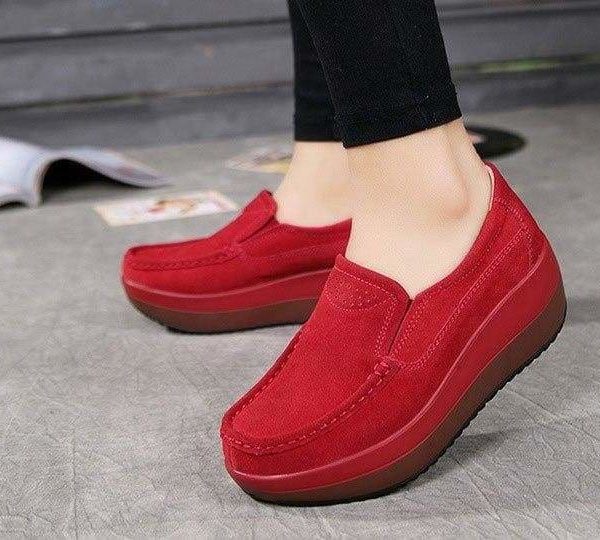 The Best Women's Shoes Ballet Cow Suede Leather Moccasins Shoe Online - Source Silk