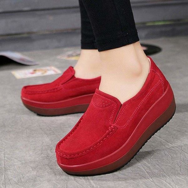 The Best Women's Shoes Ballet Cow Suede Leather Moccasins Shoe Online - Source Silk