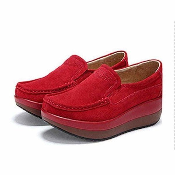 The Best Women's Shoes Ballet Cow Suede Leather Moccasins Shoe Online - Source Silk