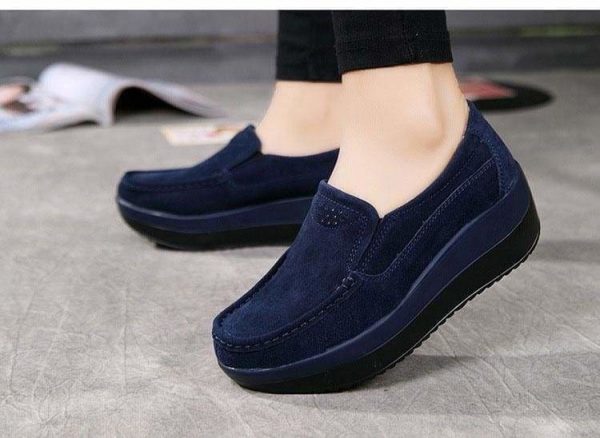 The Best Women's Shoes Ballet Cow Suede Leather Moccasins Shoe Online - Source Silk