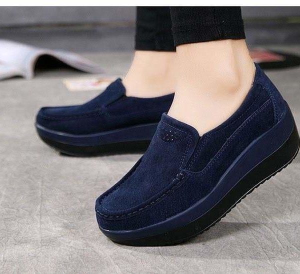 The Best Women's Shoes Ballet Cow Suede Leather Moccasins Shoe Online - Source Silk