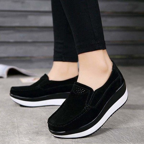 The Best Women's Shoes Ballet Cow Suede Leather Moccasins Shoe Online - Source Silk