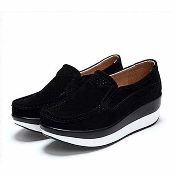 The Best Women's Shoes Ballet Cow Suede Leather Moccasins Shoe Online - Source Silk