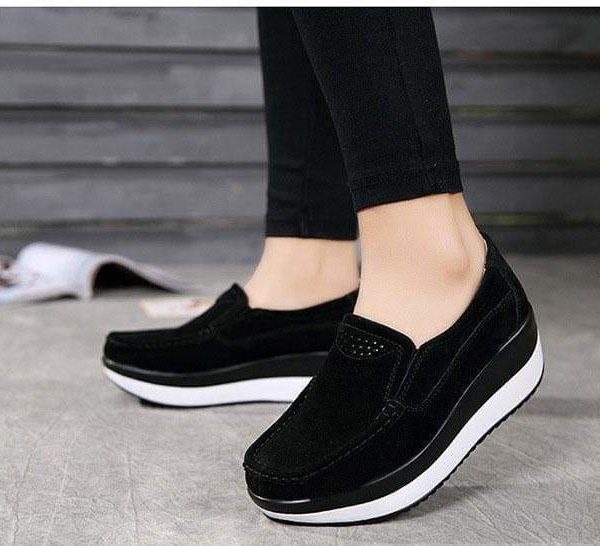 The Best Women's Shoes Ballet Cow Suede Leather Moccasins Shoe Online - Source Silk