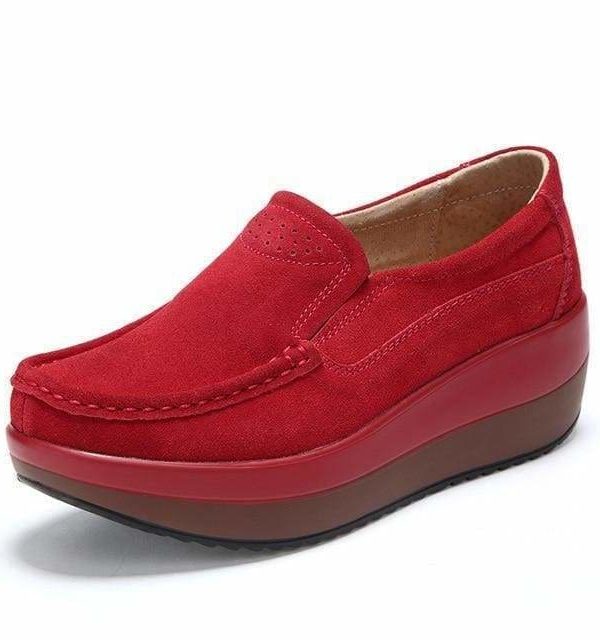 The Best Women's Shoes Ballet Cow Suede Leather Moccasins Shoe Online - Source Silk