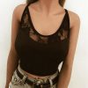 The Best Women's Sleeveless Summer Bustier Crop Top Vest Casual Solid Lace Hollow Out Skinny Tank Beach Holiday Camisole Tops Online - Takalr