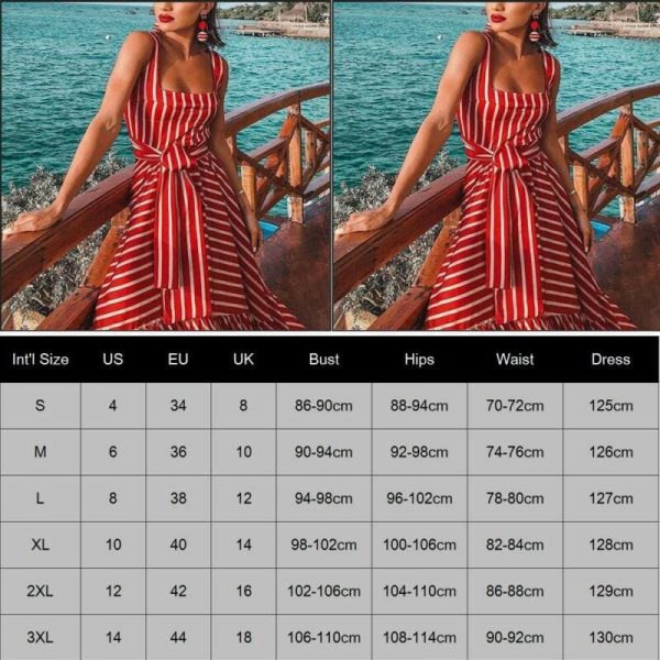 The Best Women's Strappy Striped Long Boho Dress Ladies Casual Beach Holiday Maxi Dress Online - Takalr