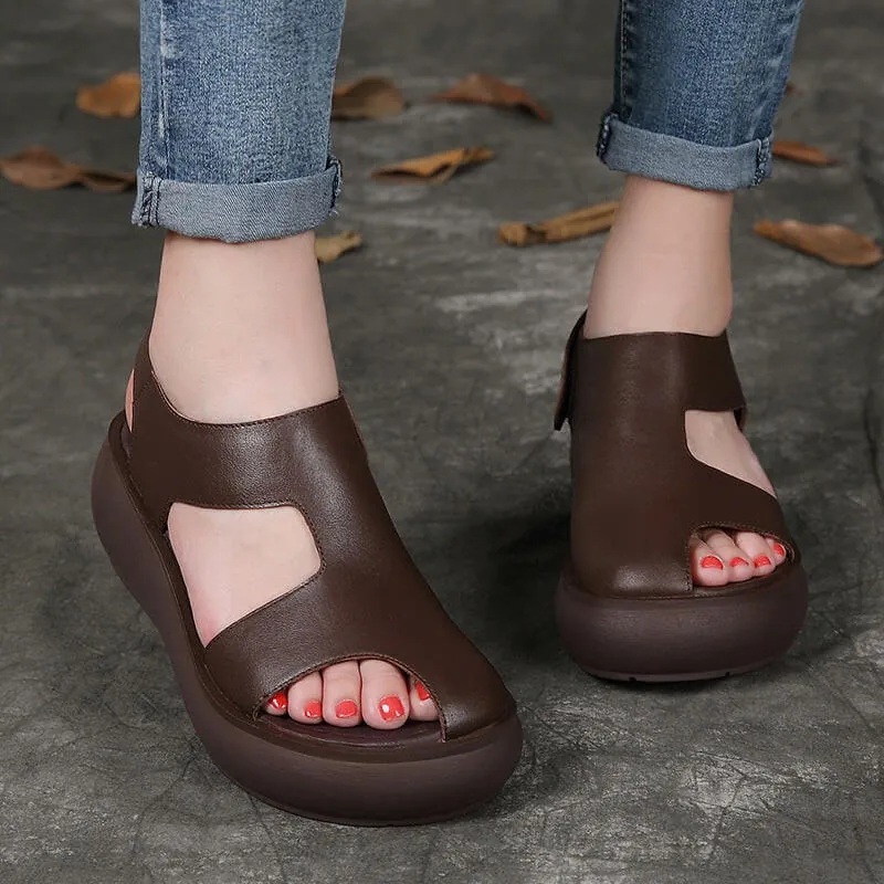 Handmade Open Toe Wedge Sandals Slingback Women Sandals - Image 5