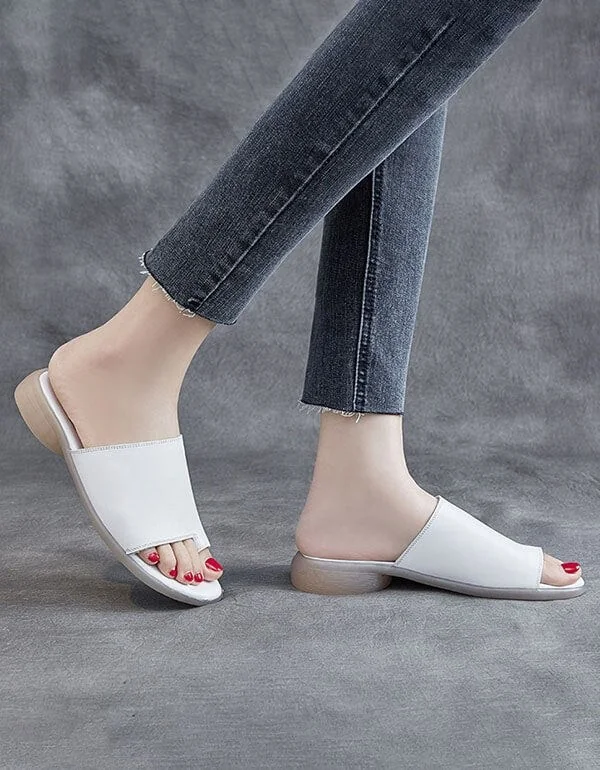 Comfortable Summer Leather Slippers Slip Toe Women Sandals - Image 2