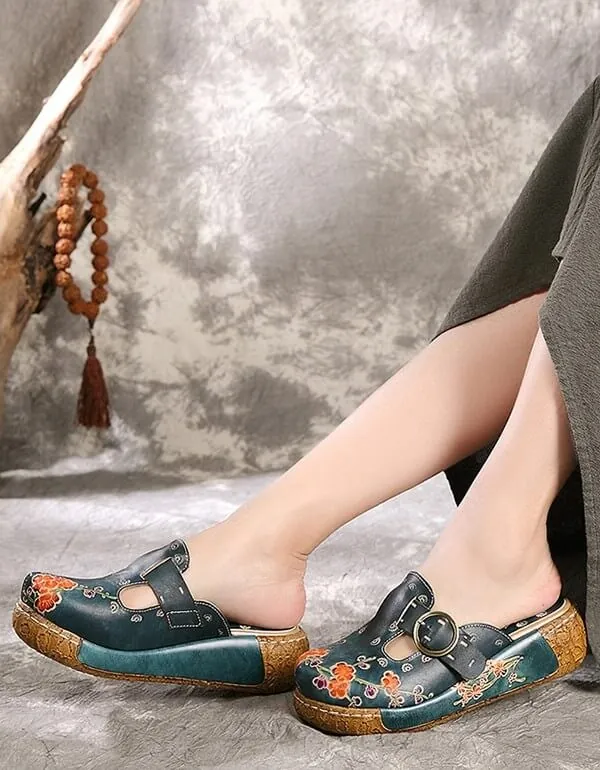 Ethnic Style Printed Flower Summer Slippers Women Sandals - Image 4