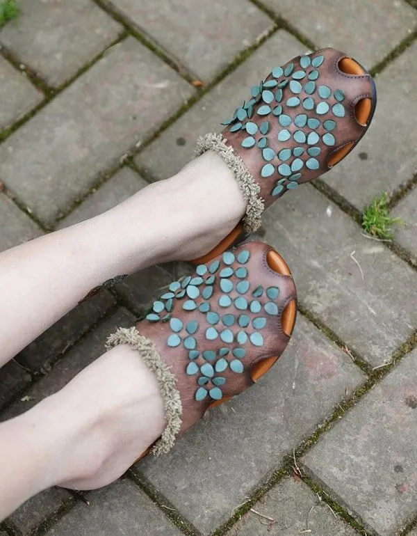 Handmade Retro Flat Flowers Summer Slippers Women Sandals - Image 3