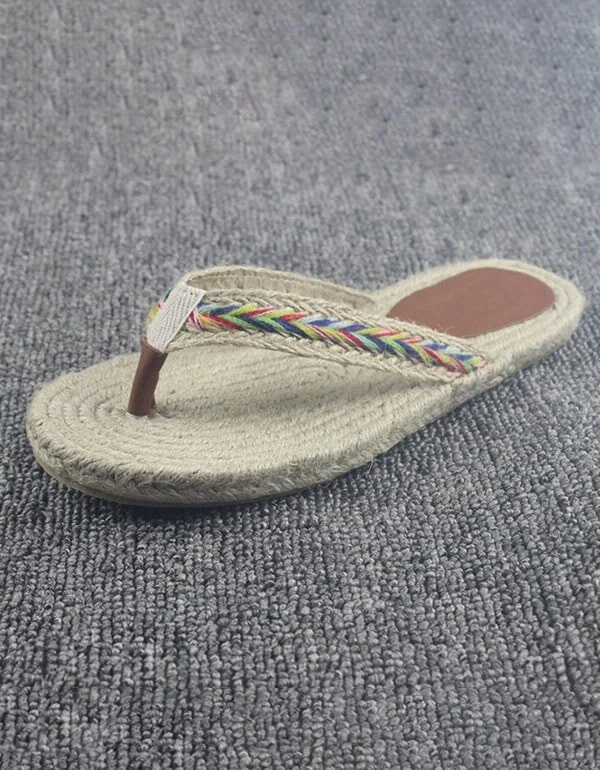 Handmade Woven Flip Flops Beach Summer Slippers Women Sandals - Image 6