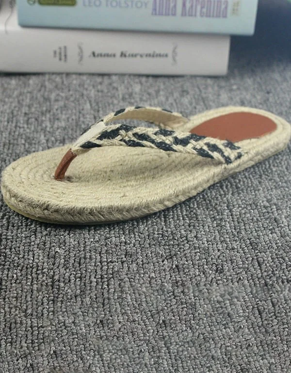 Handmade Woven Flip Flops Beach Summer Slippers Women Sandals - Image 5