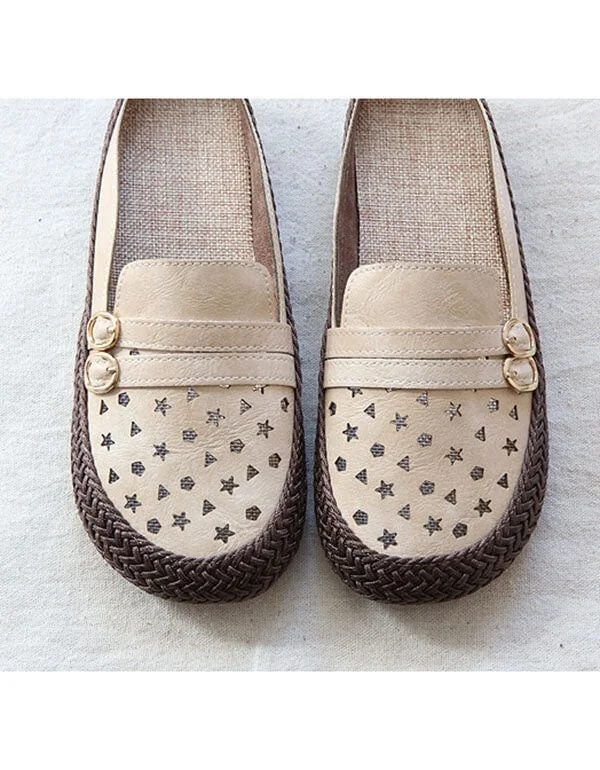Handmade Woven Retro Leather Slippers Women Sandals - Image 4