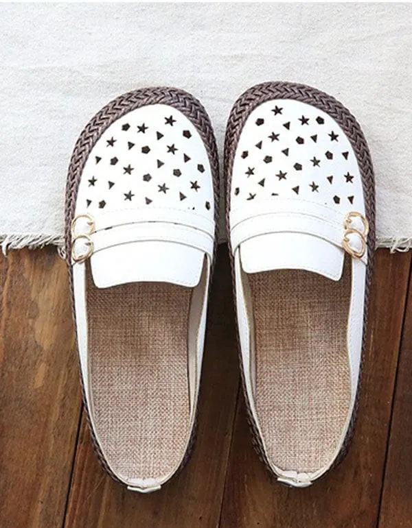 Handmade Woven Retro Leather Slippers Women Sandals - Image 3