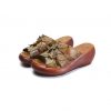 Summer Flowers Comfortable Retro Wedge Slippers Women Sandals