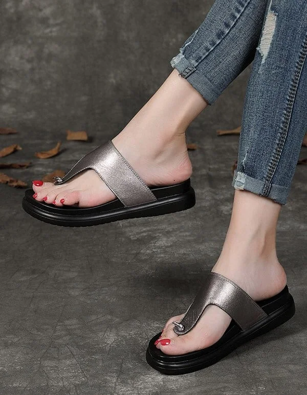 Summer Beach Flip Flop Silver Slippers Women Sandals - Image 4