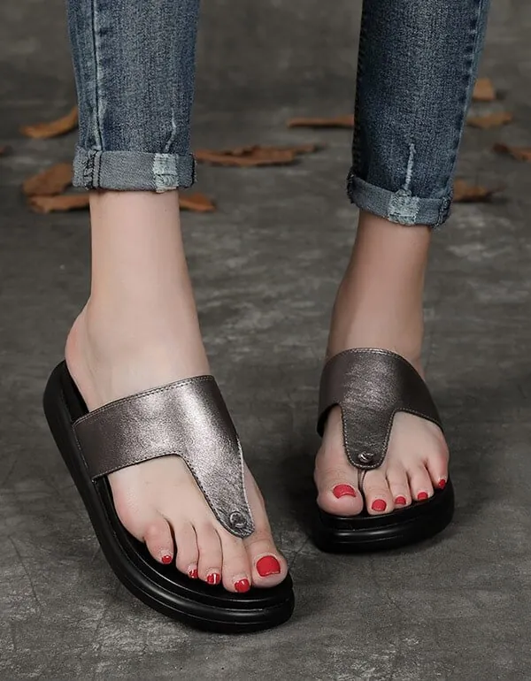 Summer Beach Flip Flop Silver Slippers Women Sandals