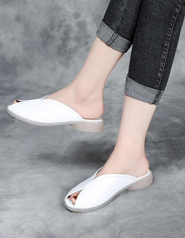 Summer Leather Handmade Casual Slippers Women Sandals