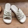 Retro Leather Summer Slippers Beige Women Sandals
