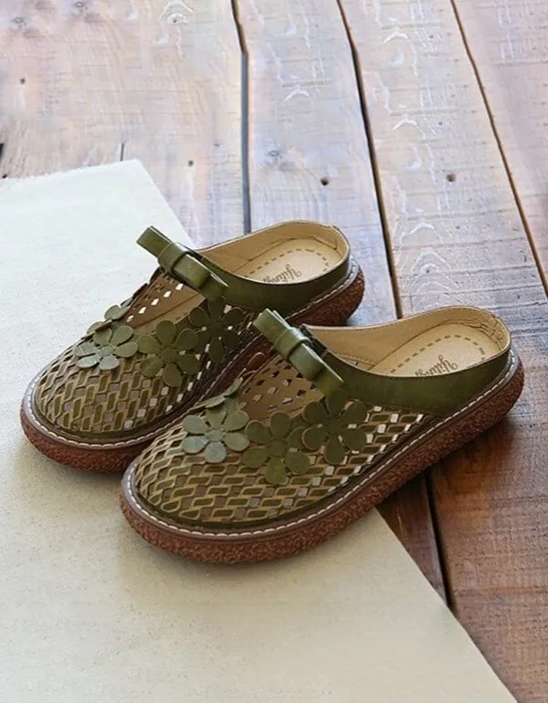 Summer Flower Retro Platform Slippers Women Sandals